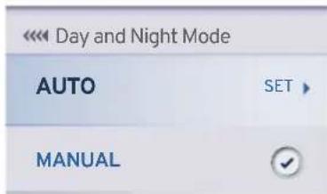 Day and Night Mode AUTO SET MANUAL