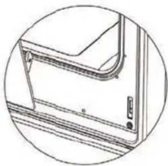 Technical line drawing of a door frame with mounting bracket and side panel (no text or symbols)