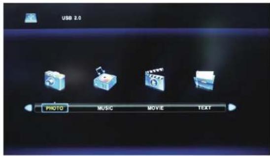 USB 2.0 PHOTO MUSIC MOVIE TEXT