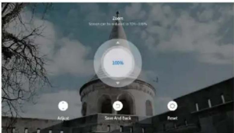 Zoom Seven can be reduced to 10%-100% 100% Adjust Save And Back Reset