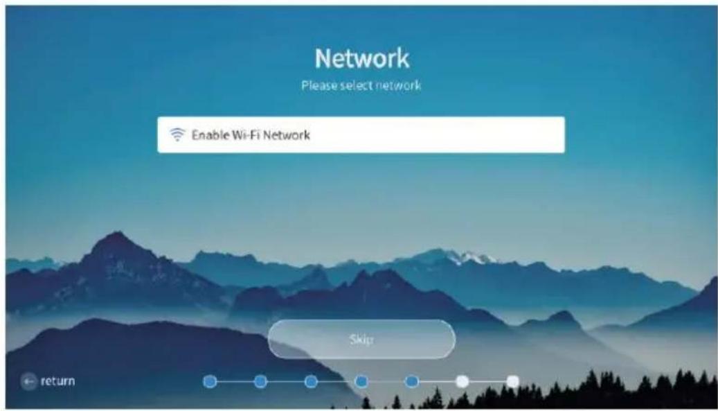 Network Please select network Enable Wi-Fi Network Skip return