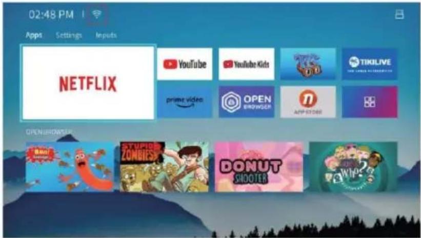 02:48 PM Apps Settings Inputs NETFLIX YouTube YouTube Kids TIKILIVE prime video OPEN BROWDER App Store OPEN BROWDER STUPPIZ ZOMBLES DONUT SHOOTER WINS