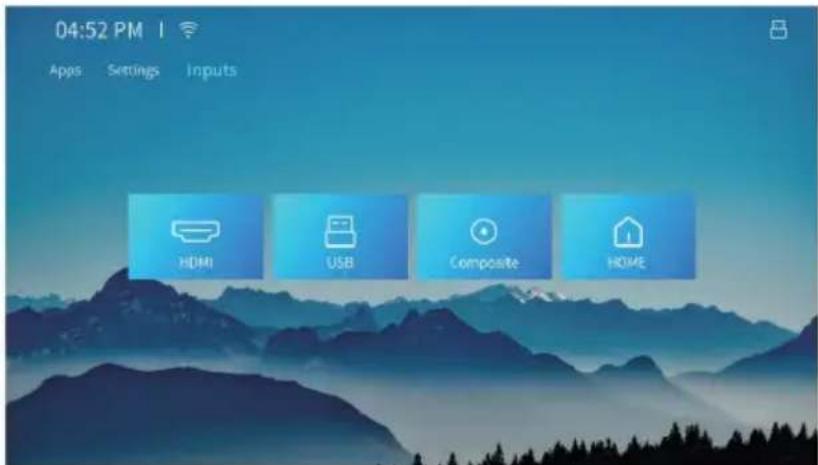 04:52 PM Apps Settings Inputs HDMI USB Composite HOME