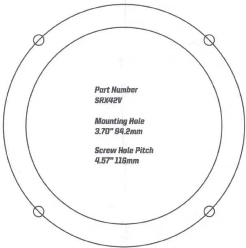 Part Number SRX42V Mounting Hole 3.70" 94.2mm Screw Hole Pitch 4.57" 116mm