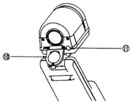 Technical diagram of a mechanical device with numbered annotations pointing to specific parts.