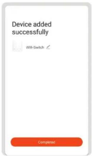 Device added successfully Wifi-Switch Completed