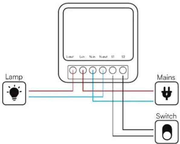 Lamp L-in N-in N-out S1 S2 Mains Switch