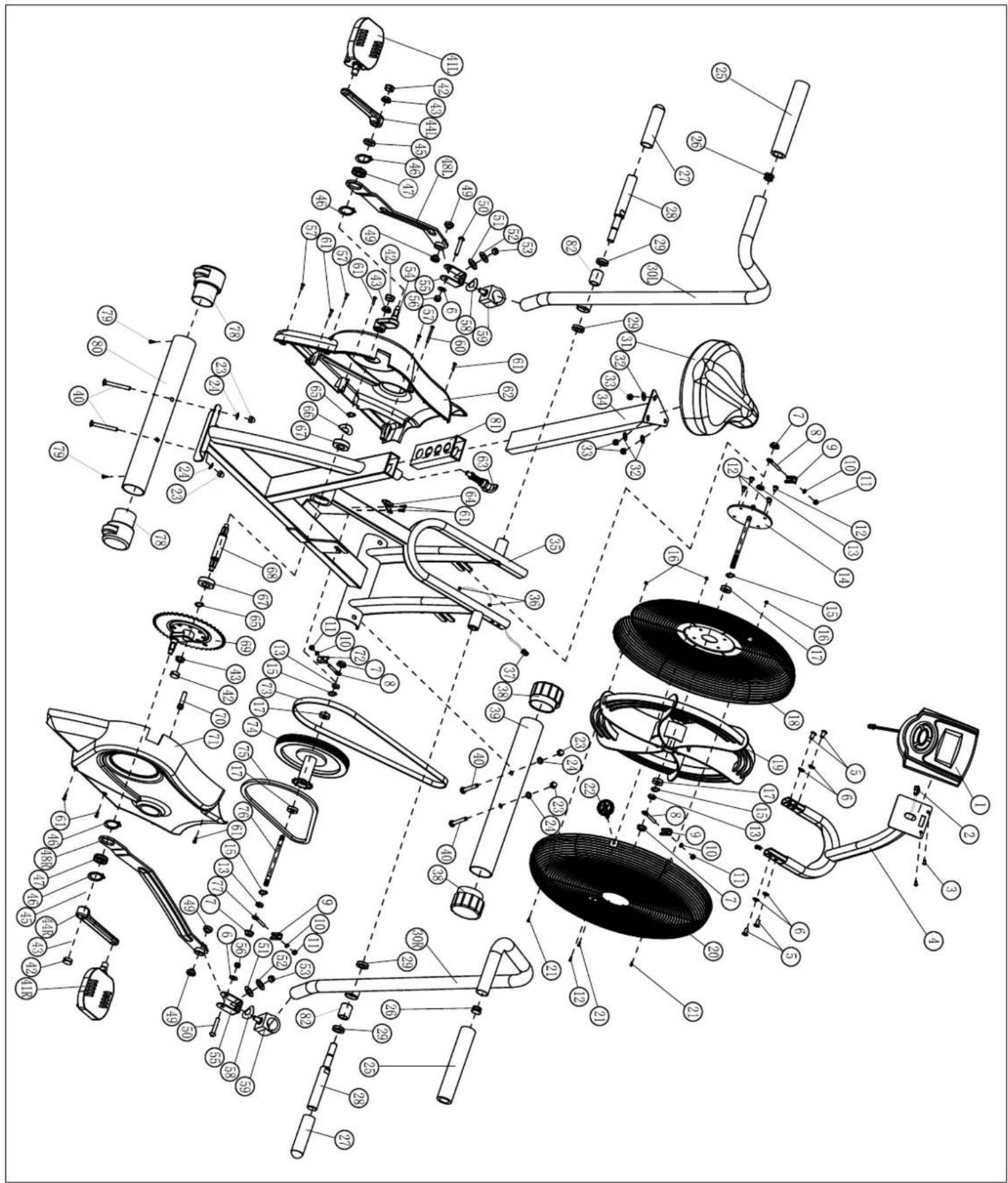 Exploded view diagram of a mechanical assembly with numbered parts for identification