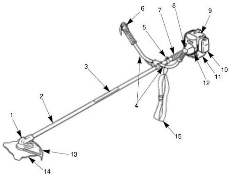 Technical diagram of a mechanical device with numbered components for identification