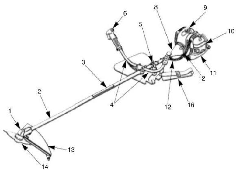 Technical diagram of a mechanical linkage system with numbered components for identification