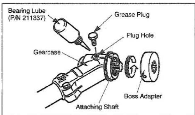 Bearing Lube (P/N 211337) Grease Plug Plug Hole Gearcase Attaching Shaft Boss Adapter