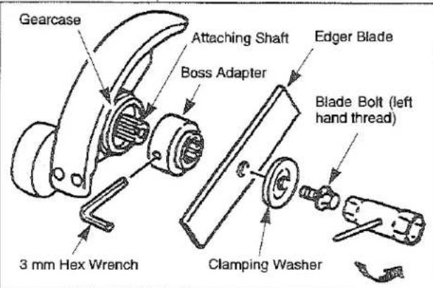 Gearcase Attaching Shaft Boss Adapter 3 mm Hex Wrench Clamping Washer Edger Blade Blade Bolt (left hand thread)