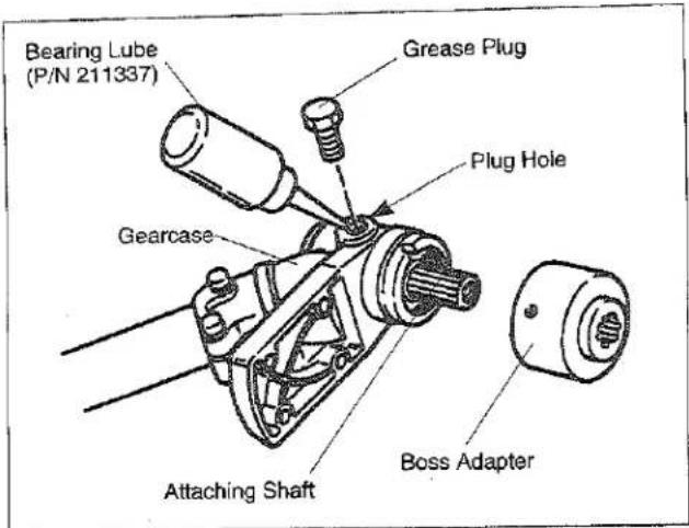 Bearing Lube (P/N 211337) Grease Plug Plug Hole Gearcase Attaching Shaft Boss Adapter