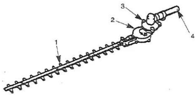 Technical diagram of a mechanical tool with numbered components labeled 1 to 4