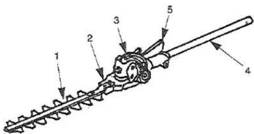 Technical diagram of a mechanical tool with numbered components for identification