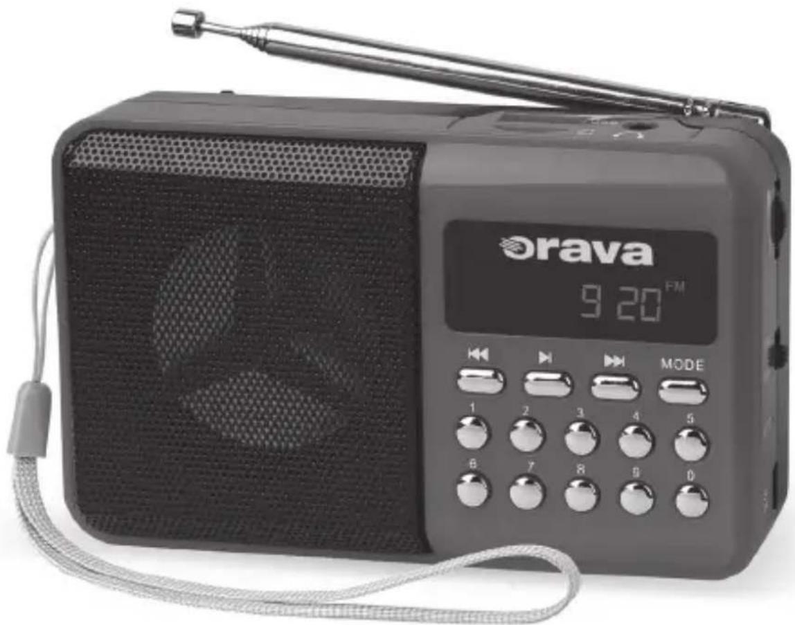 Orava radio device with digital display and antenna, no visible text or symbols on main body