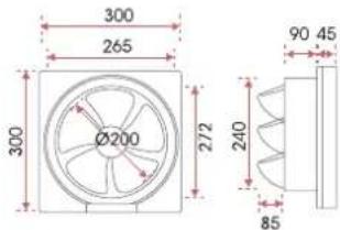 300 265 300 Ø200 272 90 45 240 85