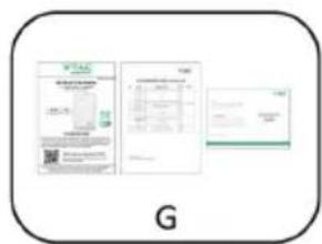 Scanned document with three form fields and a green header, labeled 'G' at bottom