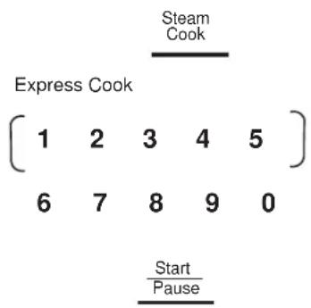 Steam Cook Express Cook [ 1 2 3 4 5 ] 6 7 8 9 0 Start Pause