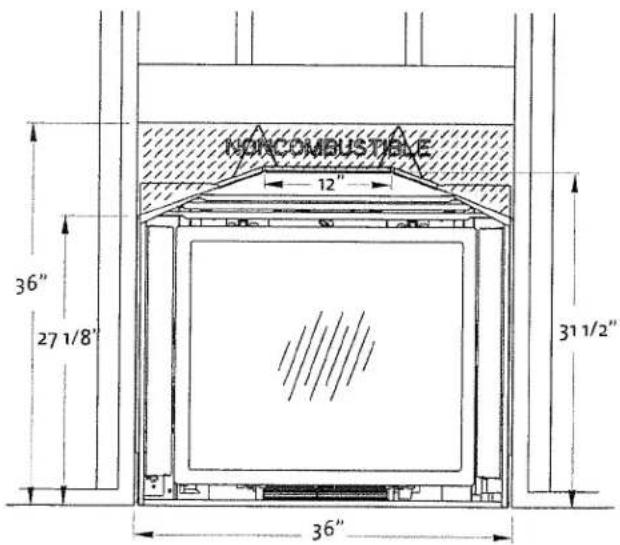NONCOMBUSTIBLE 12" 36" 27 1/8" 31 1/2" 36"