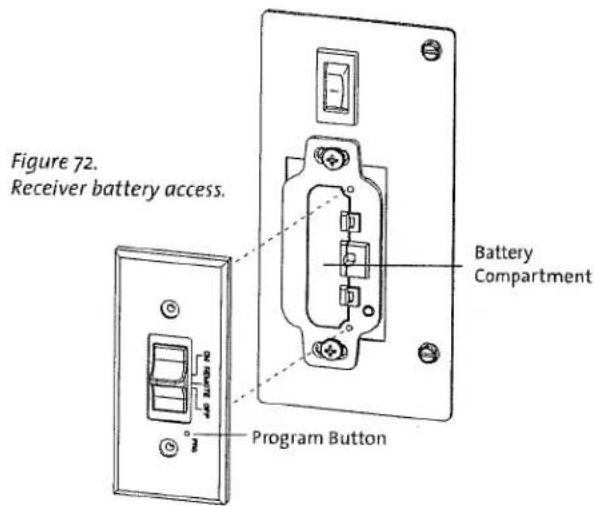 Figure 72. Receiver battery access. Program Button Battery Compartment