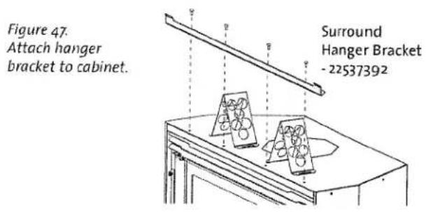 Figure 47. Attach hanger bracket to cabinet. Surround Hanger Bracket - 22537392