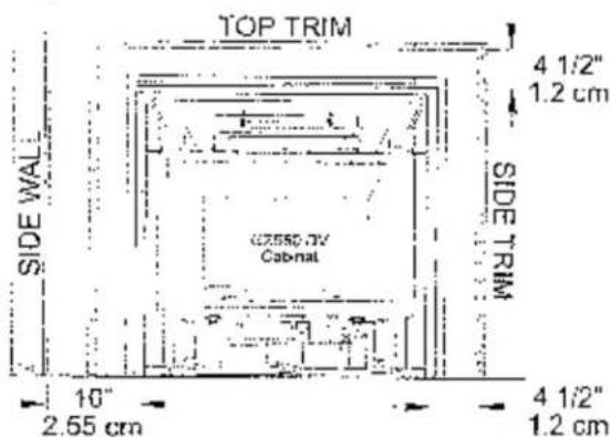 TOP TRIM 4 1/2" 1.2 cm SIDE WALL SIDE TRIM CABNAT 4 1/2" 1.2 cm 10" 2.55 cm