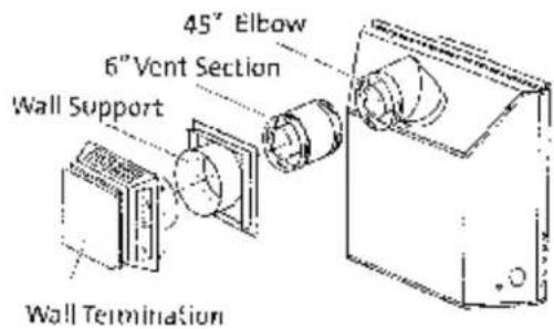 45" Elbow 6" Vent Section Wall Support Wall Termination
