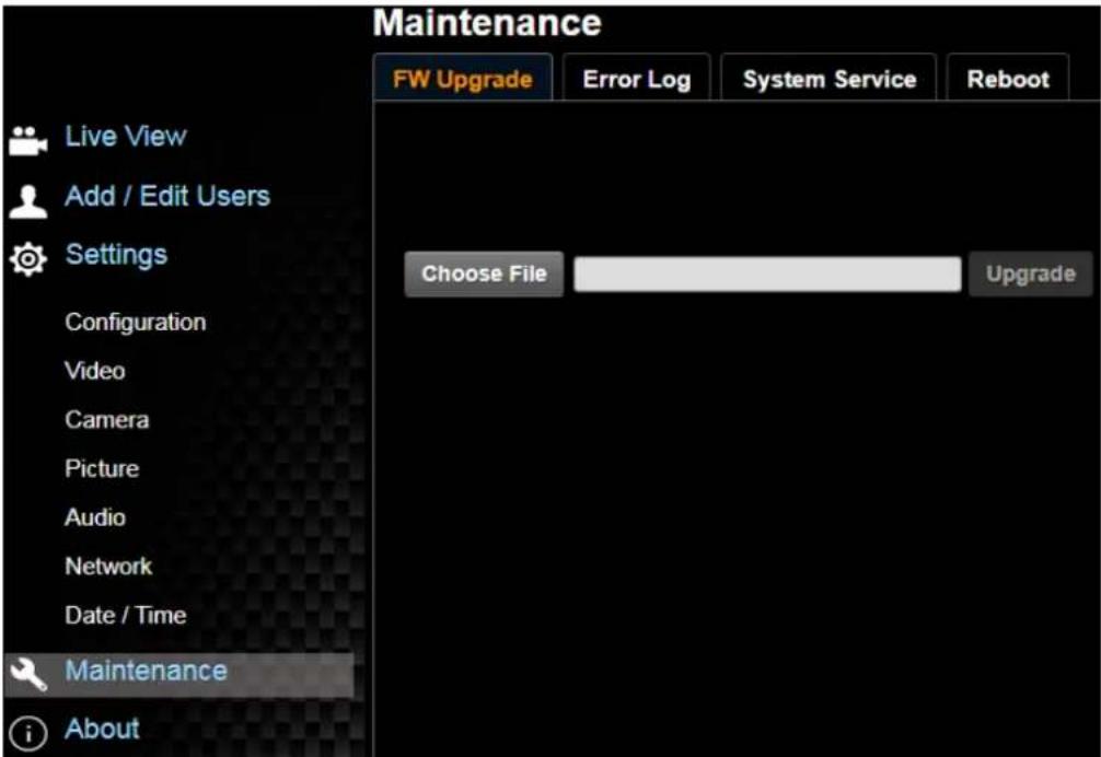 Lumens VC-BC301P - Setting - Maintenance - Upgrading Firmware - 1