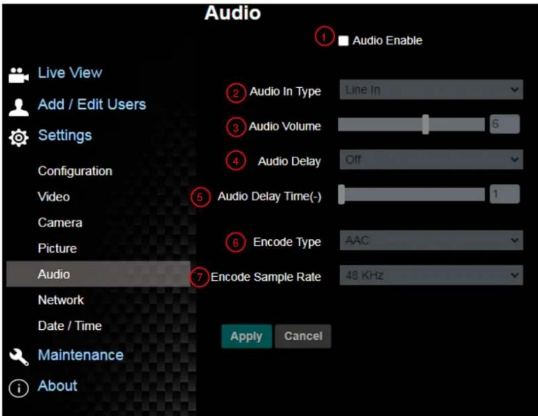 Lumens VC-BC301P - Setting - Audio - 1