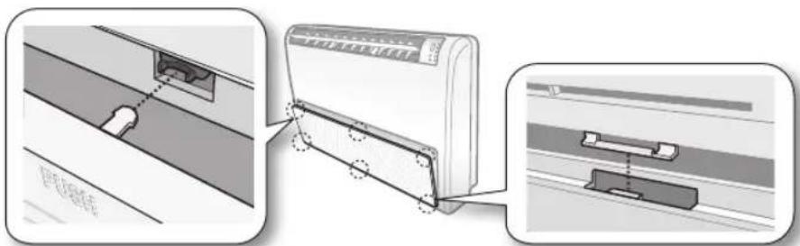 Diagram showing three steps of installation or assembly of a wall-mounted air conditioner, with Chinese labels indicating component placement.