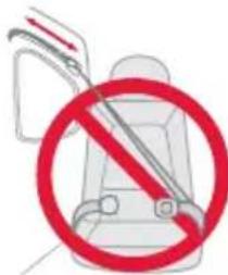 Safety warning sign with red prohibition symbol and arrows indicating hazard