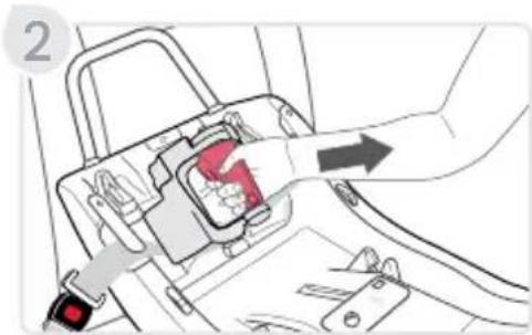 Diagram showing car seatbelt switch mechanism with red valve and directional arrow indicating movement