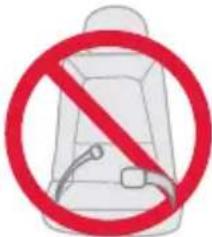 Prohibition sign showing a car seat with a red prohibition symbol