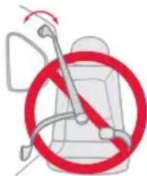 Safety warning sign with red prohibition symbol and motion arrows, indicating no movement or release