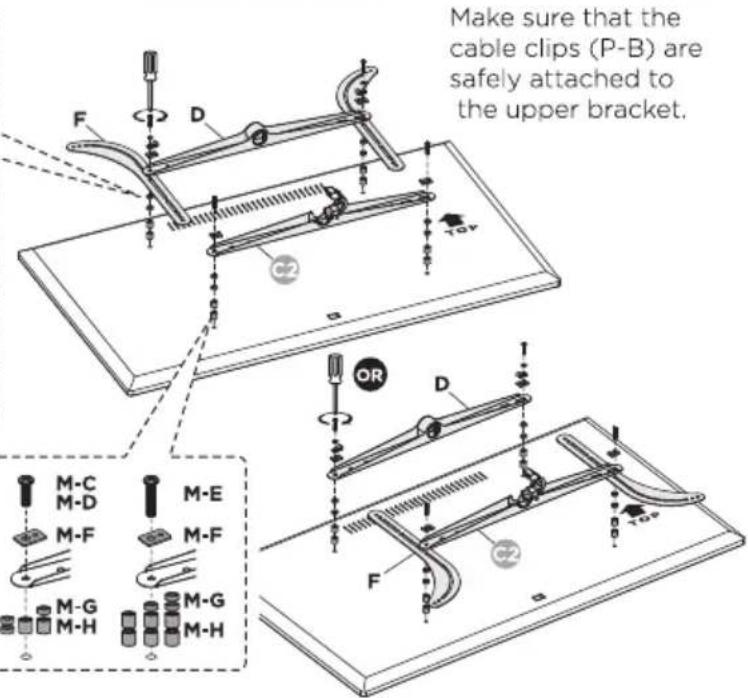 Make sure that the cable clips (P-B) are safely attached to the upper bracket. M-C M-D M-E M-F M-F M-G M-H M-G M-H D F T OR D F TOP