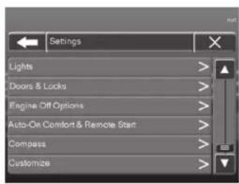 Settings Lights > Doors & Locks > Engine Off Options > Auto-On Comfort & Remote Start > Compass > Customize >