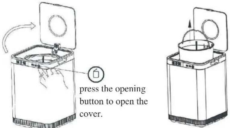 press the opening button to open the cover.