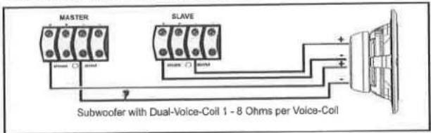 MASTER SLAVE Subwoofer with Dual-Voice-Coil 1 - 8 Ohms per Voice-Coil