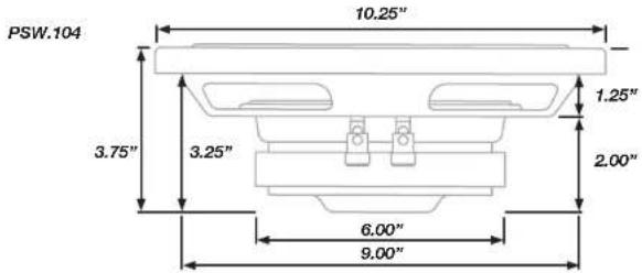 PSW.104 10.25" 3.75" 3.25" 6.00" 9.00" 1.25" 2.00"