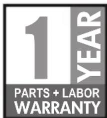 1 YEAR PARTS + LABOR WARRANTY