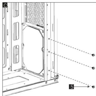 Technical diagram of a mechanical assembly with labeled components and dashed lines indicating alignment or assembly steps.