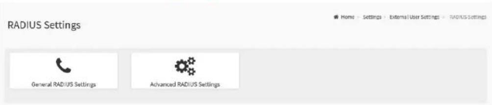 RADIUS Settings General RADIUS Settings Advanced RADIUS Settings