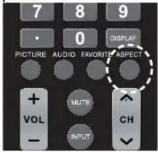 7 8 9 · 0 DISPLAY PICTURE AUDIO FAVORITE ASPECT + MUTE VOL CH - INPUT