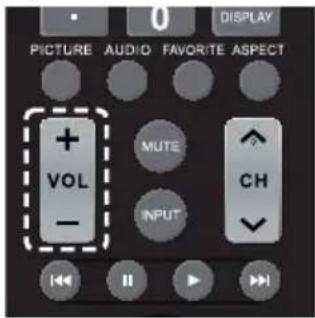 0 DISPLAY PICTURE AUDIO FAVORITE ASPECT + VOL - MUTE INPUT CH << II >>