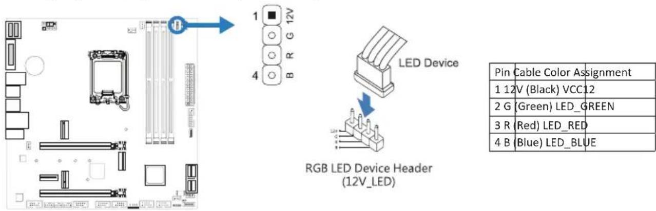 BIOSTAR B660M-SILVER - 12V\_LED: Штыревой соединитель светодиодного устройства RGB (5050 SMD) - 1