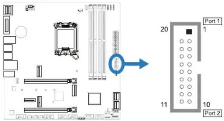 BIOSTAR B660M-SILVER - F\_USB32\_A-5G: 전면 패널 USB 3.2(1세대) 포트용 헤더 - 1