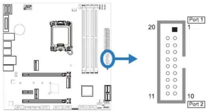 BIOSTAR B660M-SILVER - F\_USB32\_A-5G: 前置面板USB 3.2(Gen1)接頭 - 1