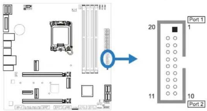 BIOSTAR B660M-SILVER - F\_USB32\_A-5G: Header for USB 3.2 (Gen1) Ports at Front Panel - 1