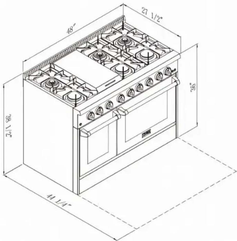 Cosmo COS-DFRL486GK - DIMENSIONS AND CLEARANCE - 1